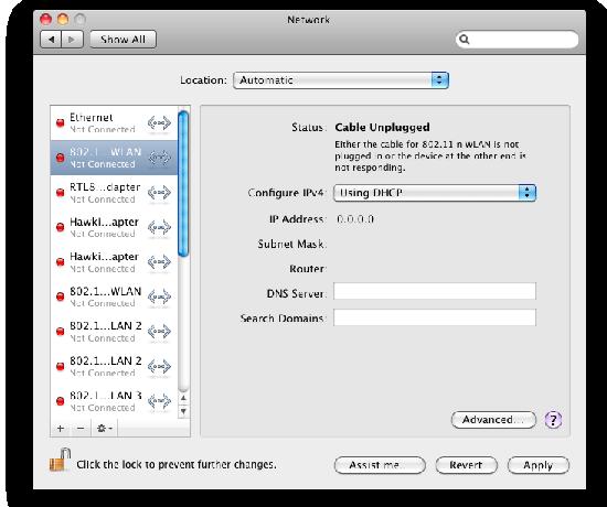 Mac OS 3. Select Ethernet Adapter (.