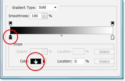 Step 7: Select A Lighter And Darker Gold Color For The Gradient When the Gradient Editor appears, click on the left color marker