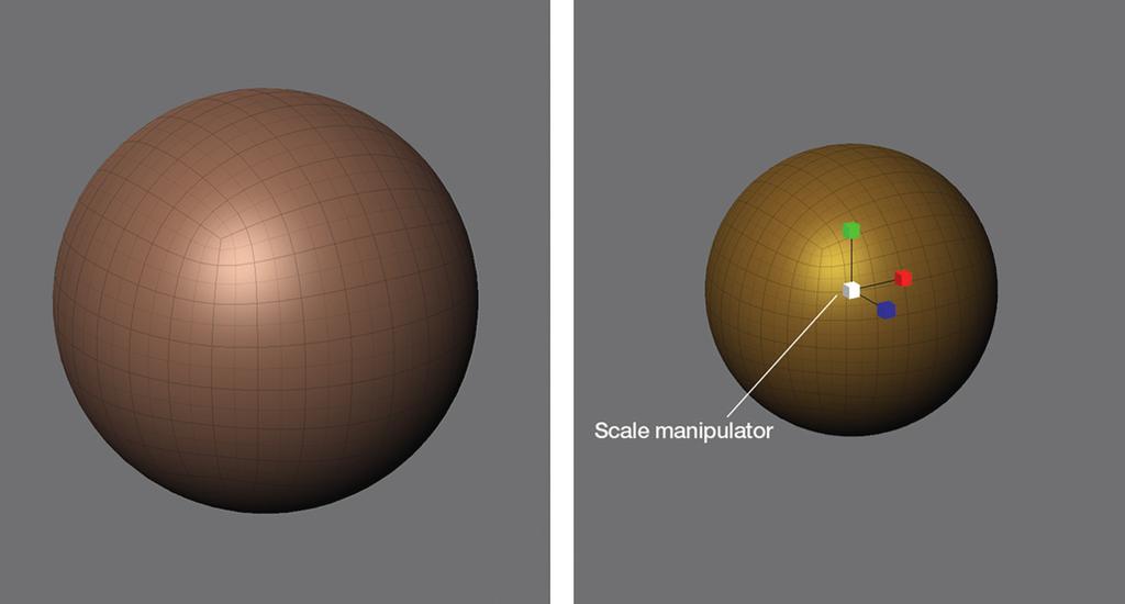 Introduction to Mudbox FIG 2.14 Scale Down the Sphere by about 50%.