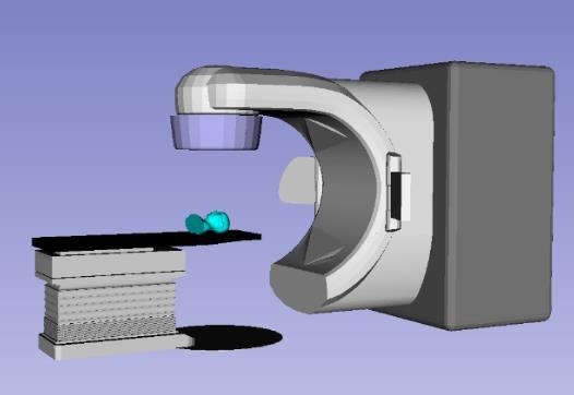 Splicing of the linac model into different hardware pieces using Microsoft 3D Builder (left) which were then loaded into 3D Slicer (right). 2.