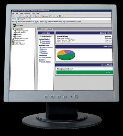 Single-view management Single SAN manager any size, any form EqualLogic Group Manager Simple Intuitive GUI SAN Virtualizer System Load