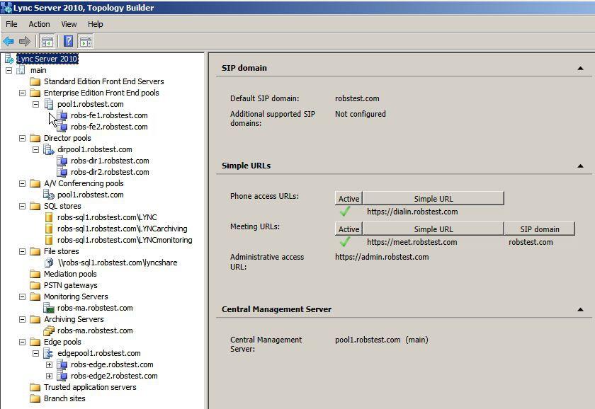 Deployment Architecture LYNC TOPOLOGY BUILDER The image below shows the topology layout of the test environment.