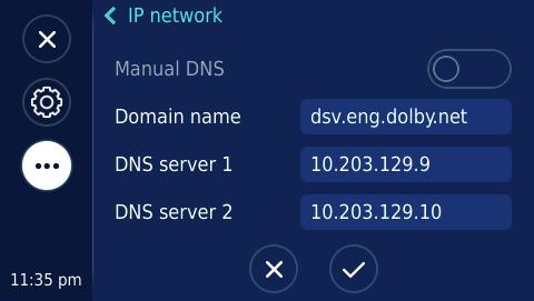 Network preparation 4. Enable Manual DNS. 5. Modify the Domain name, the DNS server 1, and the DNS server 2 