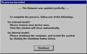 Do not disconnect the USB Card Reader during the process. It may give fatal damage. 7) The following screen appears after the completion.