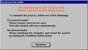 Remove the USB Card Reader, or click the Shutdown button, and reboot PC.