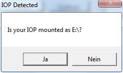 clicking OK the following is displayed Select Yes if your IOP is mounted on the stated Drive