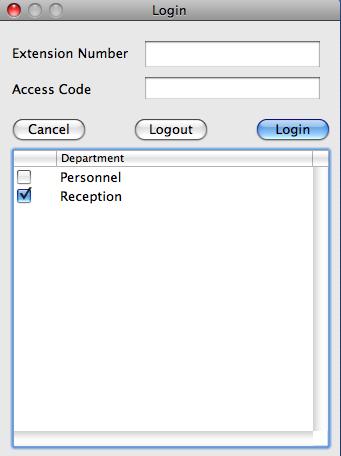 1. Select the Login icon or From the Actions menu select Login 2. The Groups that you are able to log in or out of are listed in the Login dialogue box 3.