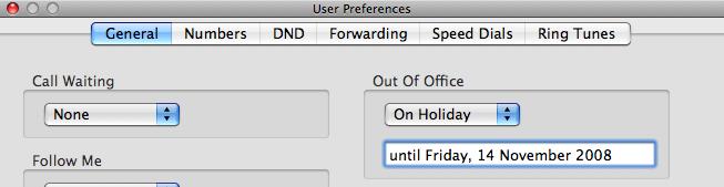 When you have set an Out of Office message your voicemail greeting will also change.