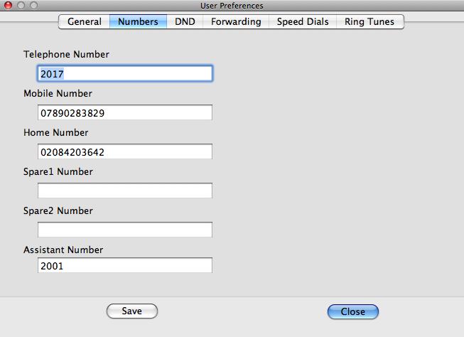 Personal Numbers Your home and mobile numbers can be entered on the central database, together with the internal or external number that you wish to use as your Assistant number.