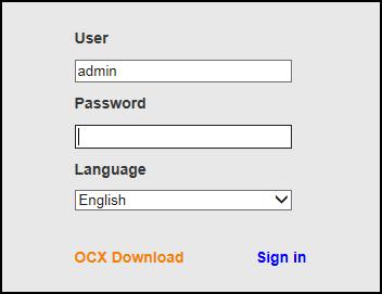 Log In 1. Enter the login name and password. 2. Click Sign in to login. NOTE: The default user name and password are admin.