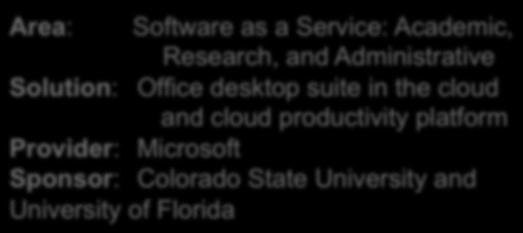 Office 365 Education Area: Software as a Service: Academic, Research, and