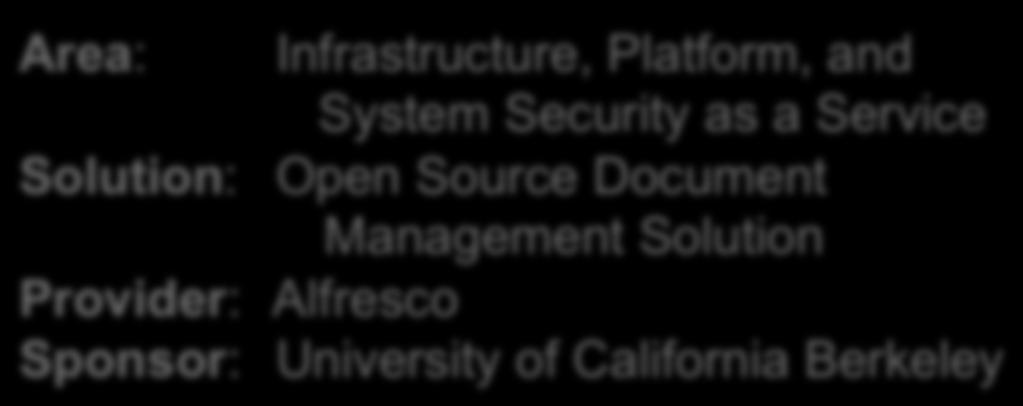 Alfresco Area: Infrastructure, Platform, and System Security as a Service Solution: Open