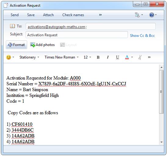 19. When you click Activate by Email an email is automatically generated in your default mail application, as shown in Figure 18.