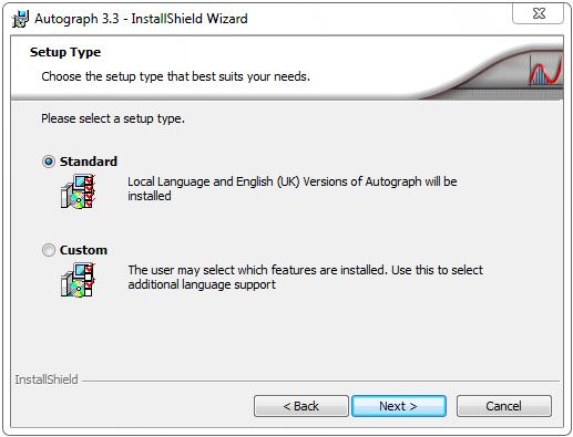 7. In the Setup Type dialog in Figure 6 you can choose what type of installation to perform: a. In a Standard installation the language of your computer is used to determine the language to install.