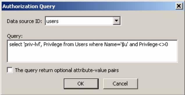 TACACS+ server configuration examples 303 Adding parameters for the query 6 Use the string shown in the following figure for the