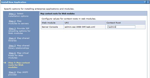 Step 6: Map virtual hosts for Web modules, map your virtual host (default_host) to module and click Next. 17.