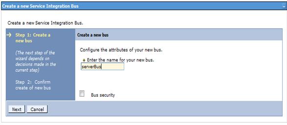 2. Upgrade Manually from 2.7.1 Configure JMS 2.7.1.1 Create bus 1. Open the Websphere Administration console. 2. In the left pane, click Service integration>buses. The Buses page opens. 3.