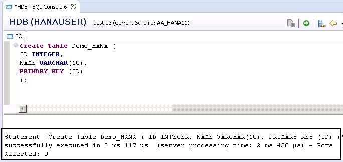 To insert the data, run the Insert statement in SQL editor. Sample is the table name.