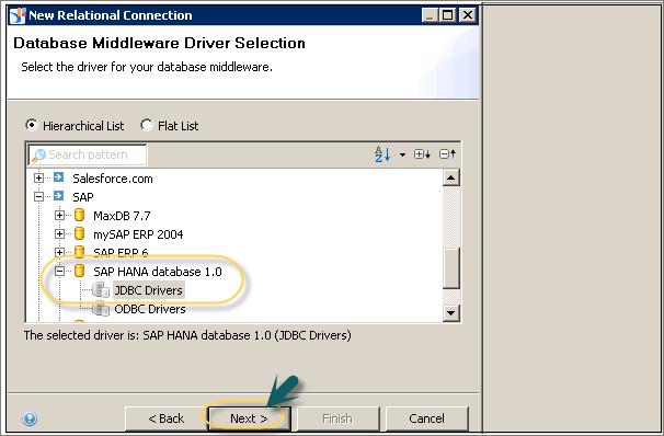 Select the middleware as per data source.