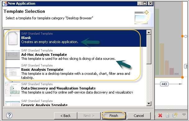 SAP Design Studio also provides you the brief description of each template with
