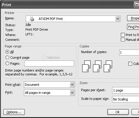 To print a document to ATX Document Manager, use the following steps: 1.