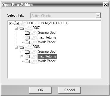 ATX Document Manager displays the Open Files\Folders dialog box: 6. Browse to the location of the files/folders you want to backup. 7.