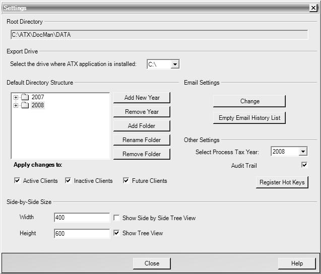 Chapter 2: Setting Up ATX Document Manager Configuring Your Settings in ATX Document Manager After you enter your Installation Code for the first time, ATX Document Manager displays the Settings