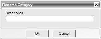 2. Select the category and click the Rename button. ATX Document Manager displays the Rename Category dialog box: 3. Clear the name, enter the new desired name, and click Ok. 4.