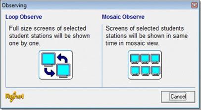 1 Observe single workstation Monitoring by drag on drop: Drag and drop station icon over teacher icon. You will see students screen on appearing Observe window.