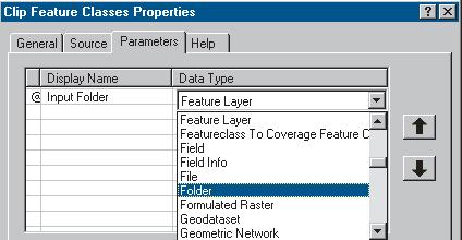 3. Click the same row under the column heading Data Type to specify the data type for the parameter. 4. Scroll through the list of data types and click Folder. 4 5.