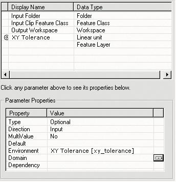 The values set for the properties of the XY Tolerance parameter should resemble those in the graphic that follows. 7. Click OK. Running the script 1.