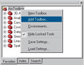 Adding the My_Analysis_Tools toolbox You ll first add your My_Analysis_Tools toolbox to the ArcToolbox window within your ArcMap session. 1. Right-click the ArcToolbox window and click Add Toolbox. 2.
