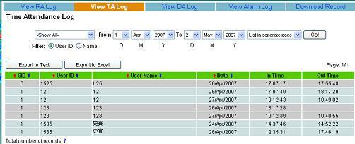 RAW Access Log (RAL) RAL records all the access time of every valid user. Even more, it records the Finger ID of the user and the Fin Lock ID.