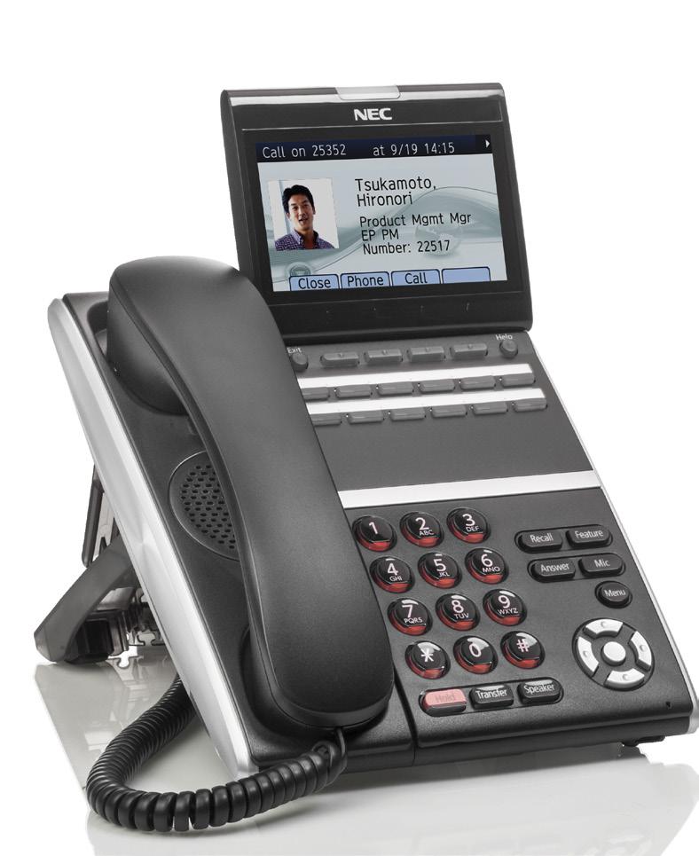 NEC UNIVERGE Desktop Telephones Elegantly Designed & Feature Packed Full Color or Gray Scale LCD Call Data: Time & Date, Extension Name and number and incoming Call Info Data: XML