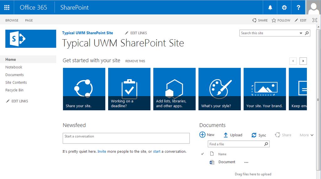 SharePoint Working Screen 1 2 3 5 6 4 7 Section 1 App Launcher 2 Ribbon 3 Site Options 4 5 Quick Launch or Left Navigation Top Link Bar or Global Navigation 6 Search Bar 7 Page Content Description