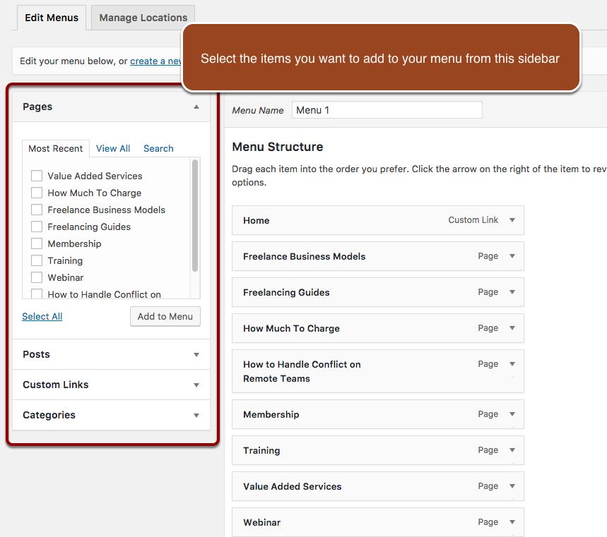 Add links to your menu Once you have saved your menu, you can customize the content of it.
