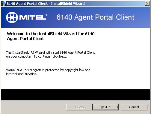 28 Agent Portal Client Figure 4-2 Install Shield Wizard 4. Select Next.