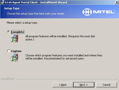 Agent Portal Client 29 5. Enter your name and organization. 6. In the Install this application for field, select the appropriate option. 7. Select Next. The Setup Type window is displayed.
