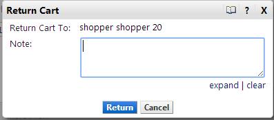 How to return a cart to the Shopper You may need to return a cart to the original Shopper to have him/her make a change, for example to change specific line details.