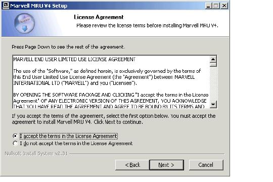 The End User License Agreement (EULA) window