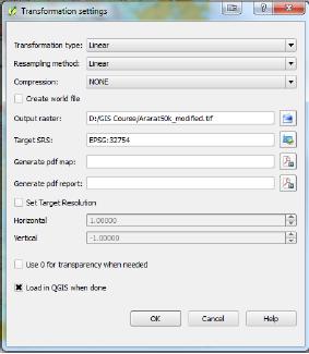 From the Settings menu, choose Transformation Settings. Choose the transformation type: Linear, Resampling Method: Linear.