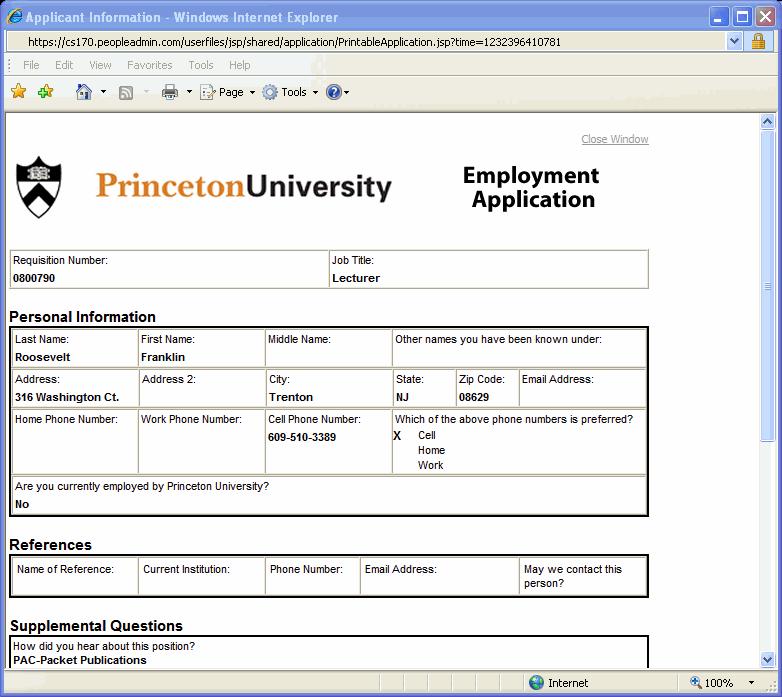 To print the application, you can either click on the printer icon located in the browser s toolbar or click on the File menu option and then click the Print option.