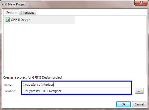 Open File Menu and Select New Project The design process involves three steps: 1. Create a project using the GPIF II Designer 2. Choose the Interface Definition 3.