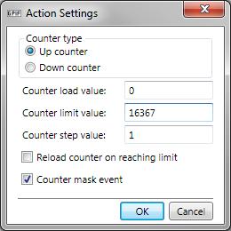The Counter mask event checkbox disables an interrupt request when the counter reaches its limit value. Figure 27. LD_DATA/ADDR_COUNT Action Settings Figure 25.