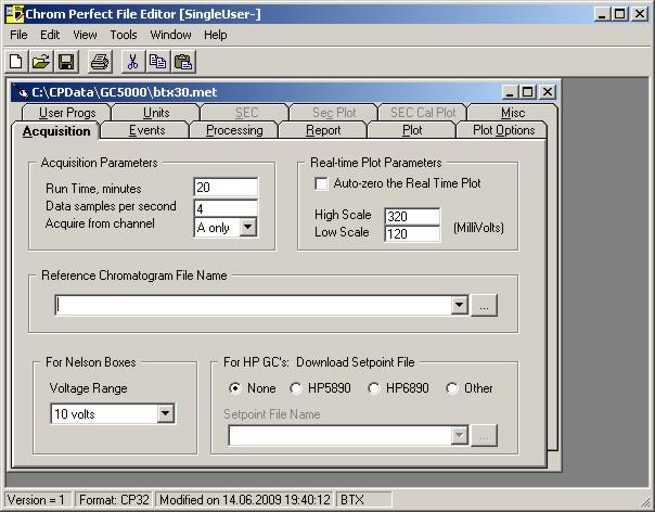 How to edit method files Menu bar Parameter CP File Editor Press the button Method file (MET) The window below pops up: Method (.