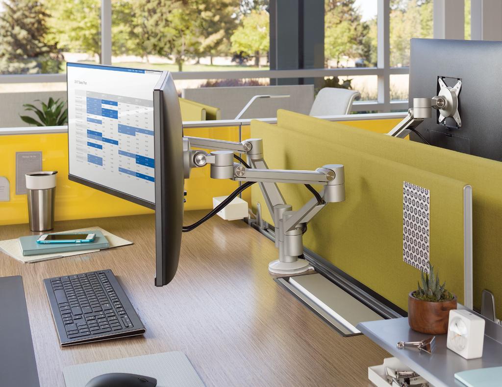 Supports for Flexibility + Choice Research shows workers prefer dual-monitor workstations to ones with single displays.