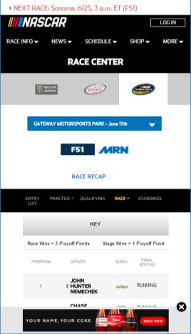 Logo to run on homepage Race Center