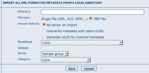 Fig. 4.9: The batch import options The import is transactional: the metadata set will be fully imported or fully discarded (there are no partial imports) Files that start with.