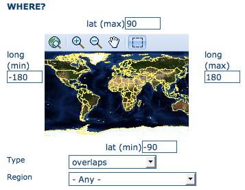 To use free coordinates, type the lat-long geographic references in the appropriate fields around the map screen, without any limitation of decimal figures; To use the coordinates of a predefined