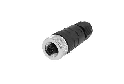 Accessories Connectors with stainless steel knurl for demanding applications, protection up to IP69K (M-A, 4-pin, BCID: X04) Female connector straight with attached cable m, TPE 5 m, TPE 0 m, TPE 5
